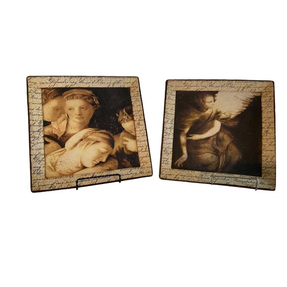 Sid Dickens Angels Renaissance Script Art Ceramic Plates Home Decor Plate Set - Picture 2 of 5